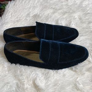 Zara Trafaluc Blue Velvet Loafers Flats EU 39
